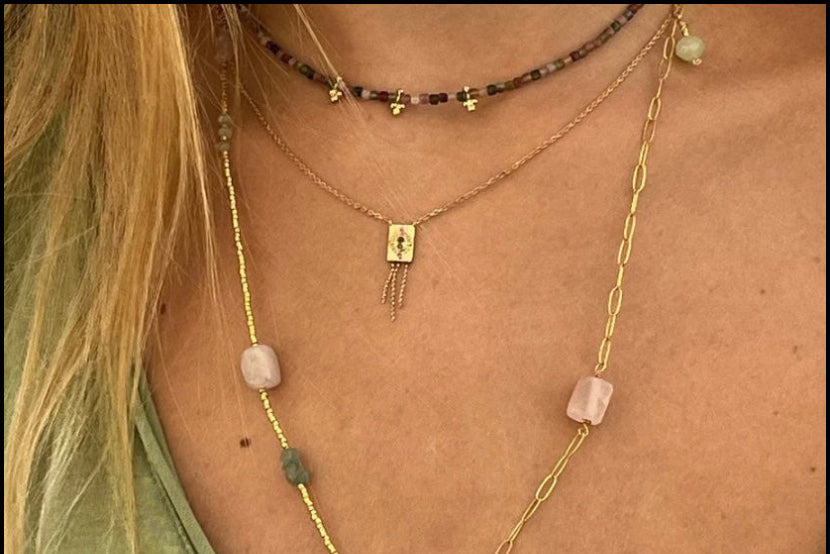 Étincelle, collier plaqué or 18K