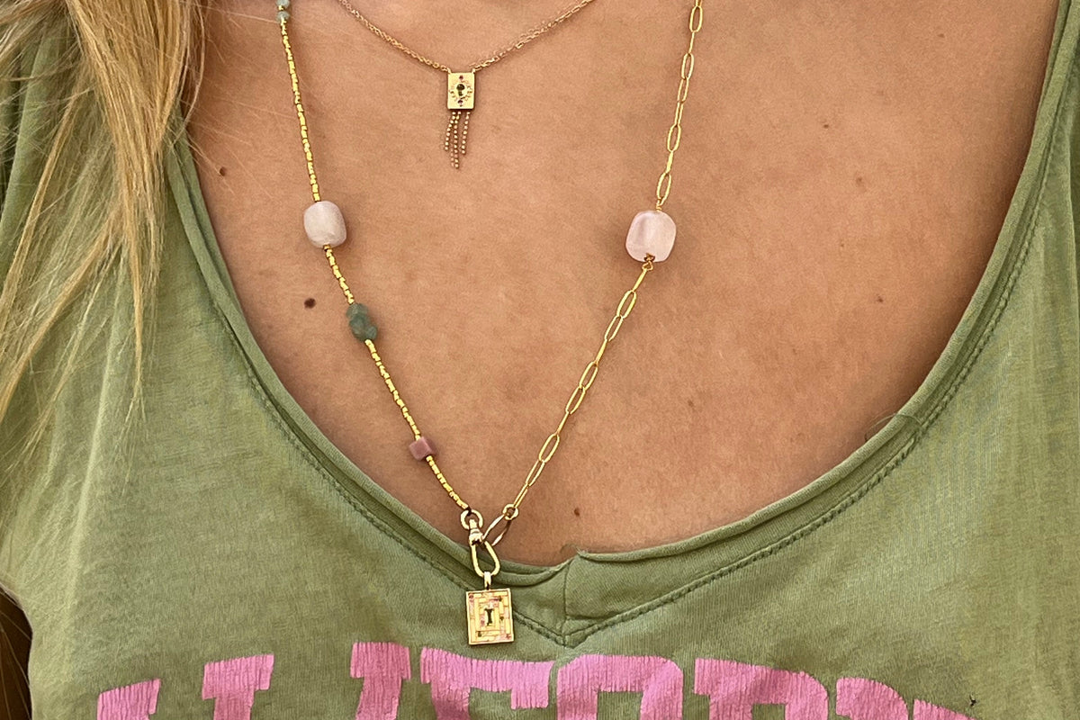 Sautoir Sillage, gold filled et pierres naturelles